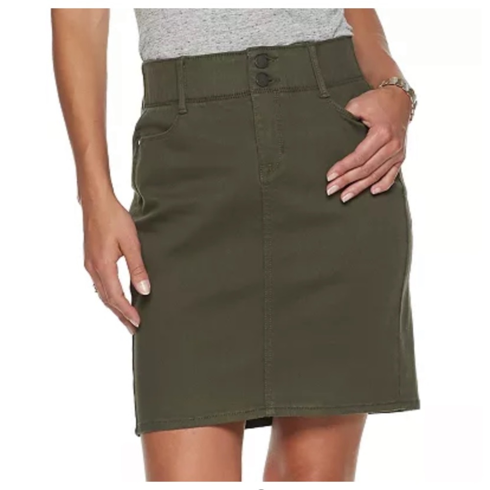 Green denim skirt